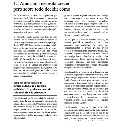 La Araucanía necesita crecer, pero sobre todo decidir cómo